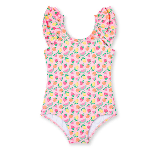 FLORENCE EISEMAN - BBY - FRUIT PRINT SWIMSUIT WITH RUFFLES - PINK