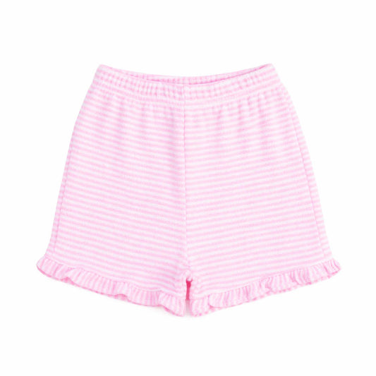 FLORENCE EISEMAN - TG - STRIPE TERRY PULL ON SHORT - PINK/WHITE