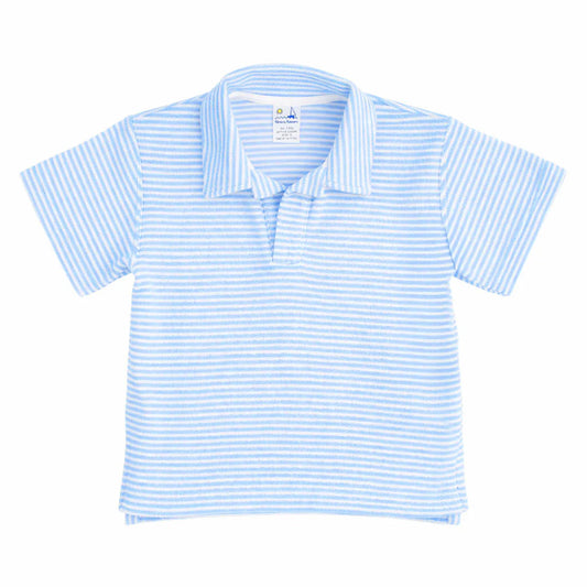 FLORENCE EISEMAN - TB - STRIPE TERRY POLO - BLUE/WHITE