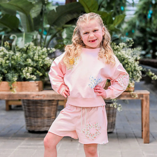 OH BABY! - TG - POPPY SPRIG DAISY CHARLIE ROLL-EDGE SHORTS - PALE PINK