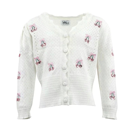 LOLA AND THE BOYS - BG - CHERRY ON TOP CARDIGAN - WHITE