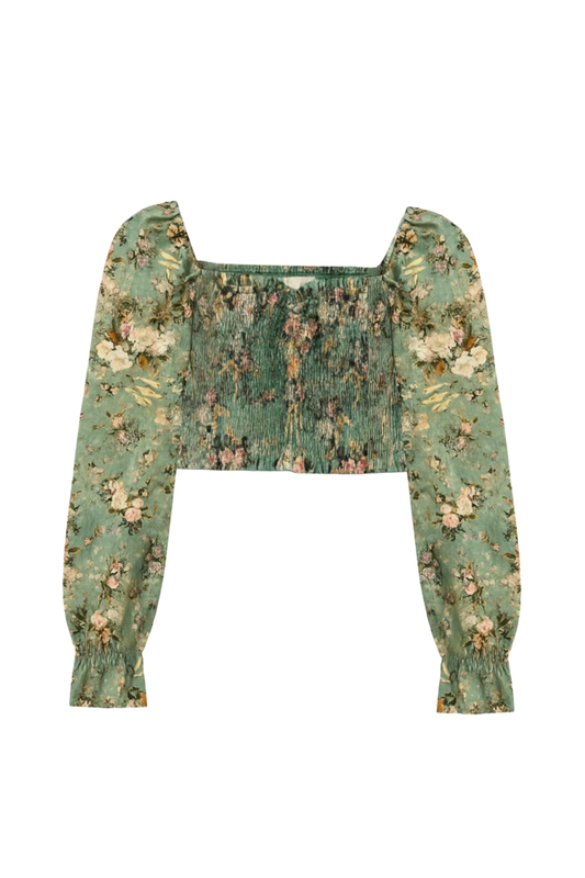 Katie J - BG - Chloe Printed Long Sleeve Top - Sage Floral