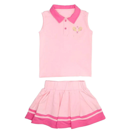 MINI DREAMERS - TG - COCO TENNIS POLO TANK AND PLEATED SKIRT W/SHORTS SET - PINK