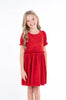 Sharona Red Pleated Velvet Dress