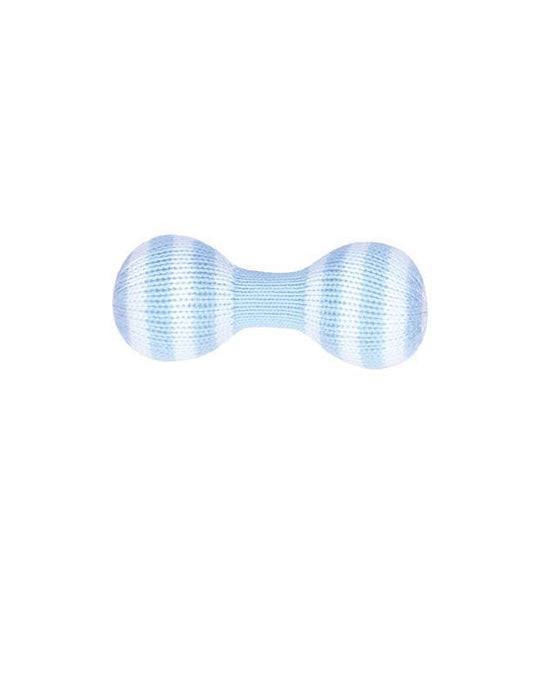 PETIT AMI & ZUBELS - T&B - DUMBBELL HAND-KNIT RATTLE - BLUE