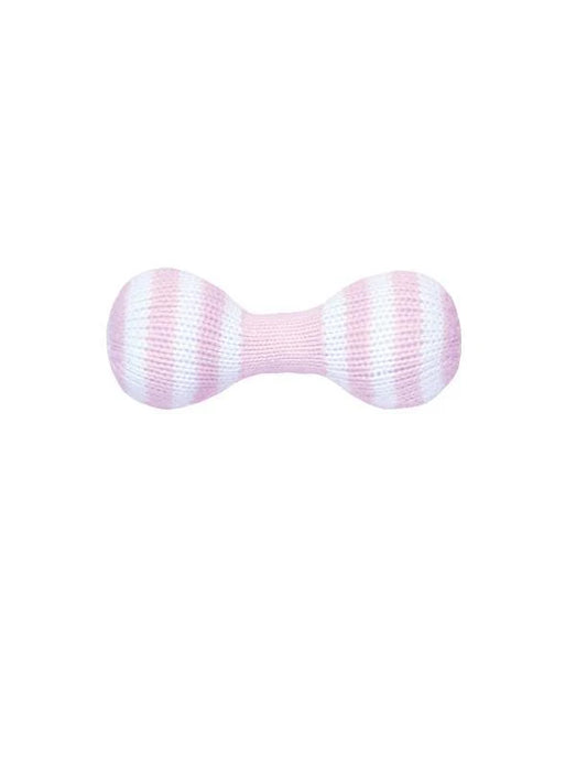 PETIT AMI & ZUBELS - T&B - DUMBBELL HAND-KNIT RATTLE - PINK