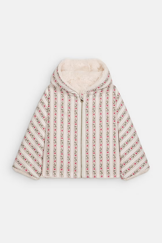 LOUISE MISHA - BG - REVERSIBLE COAT FELVET - CREAM FLOWER BEDS
