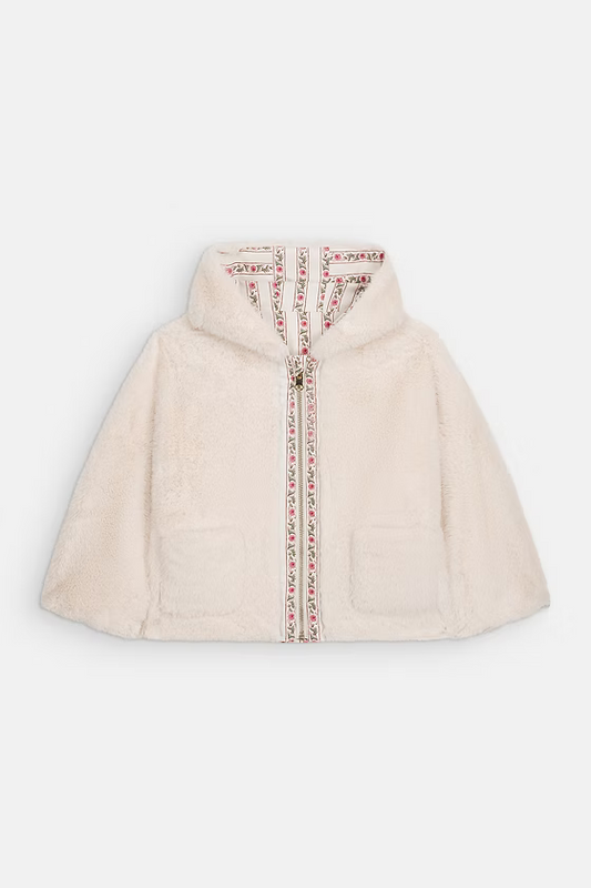 LOUISE MISHA - BG - REVERSIBLE COAT FELVET - CREAM FLOWER BEDS