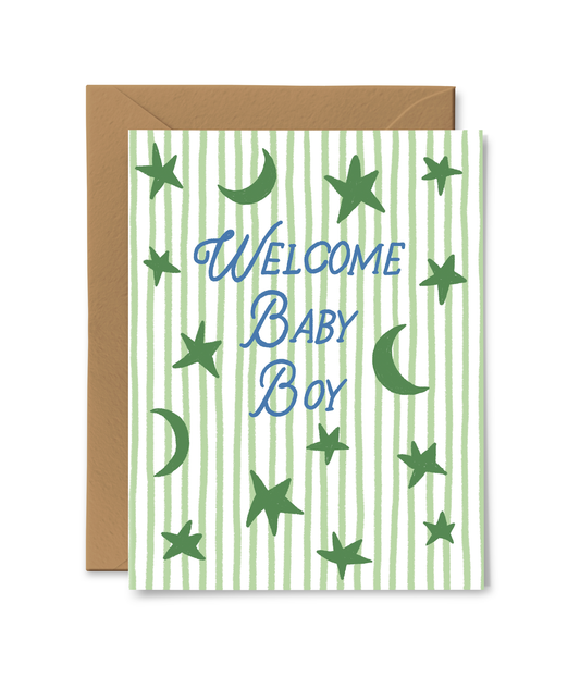 PINK PIGEON STUDIO - T&B - WELCOME BABY BOY CARD