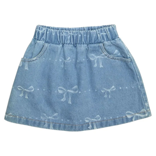 MINI DREAMERS - TG - EMMA BOW DENIM SKIRT - BLUE
