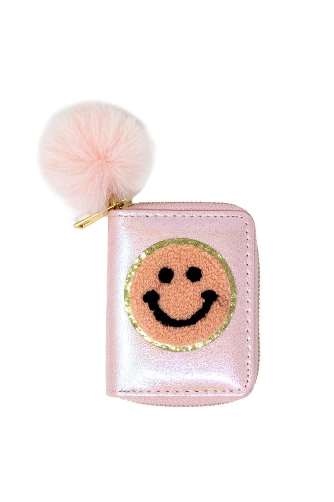 Shiny Happy Face Smile Wallet: Pink