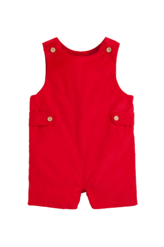 Little English - TB - Red Corduroy Button Tab John John