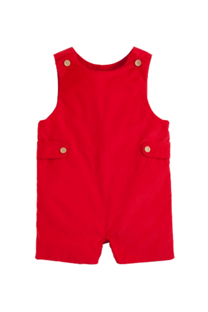 Little English - Red Corduroy Button Tab John John