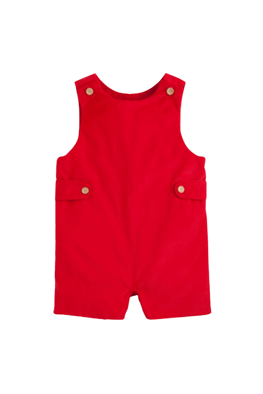 Little English - TB - Red Corduroy Button Tab John John