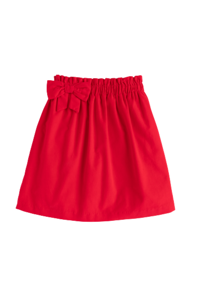 Little English - Red Corduroy Paperbag Bow Skirt