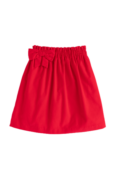 Little English - Red Corduroy Paperbag Bow Skirt