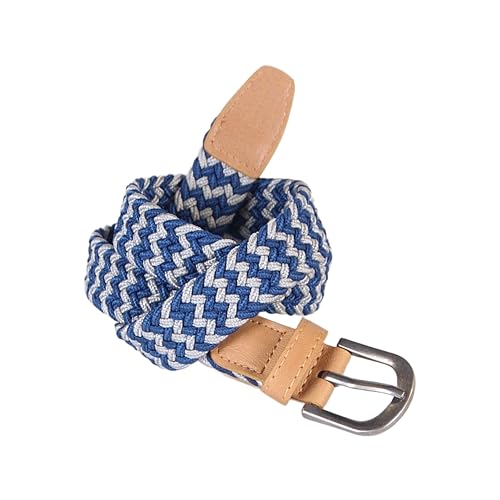 PEPPERCORN KIDS - ACC - BOYS STRETCHY CORD LEATHER BELT - BLUE/LIGHT GREY