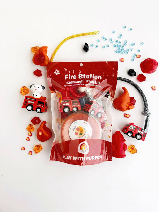 EARTH GROWN KIDDOUGHS - T&B - FIRE STATION KIDDOUGH PLAY KIT