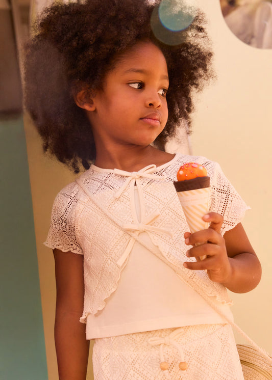 MAYORAL - BG - 2 PC CROCHET T SHIRT SET - CHICKPEA