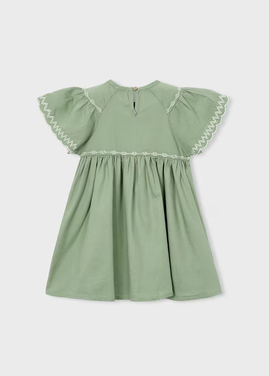 MAYORAL - BG - EMBROIDERED DRESS - MOSS
