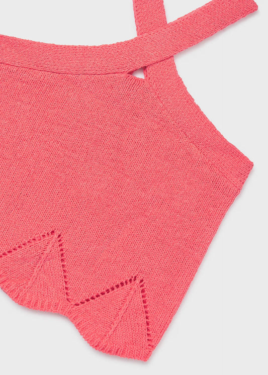MAYORAL - BG - KNIT HALTER TOP W TIES - CORAL