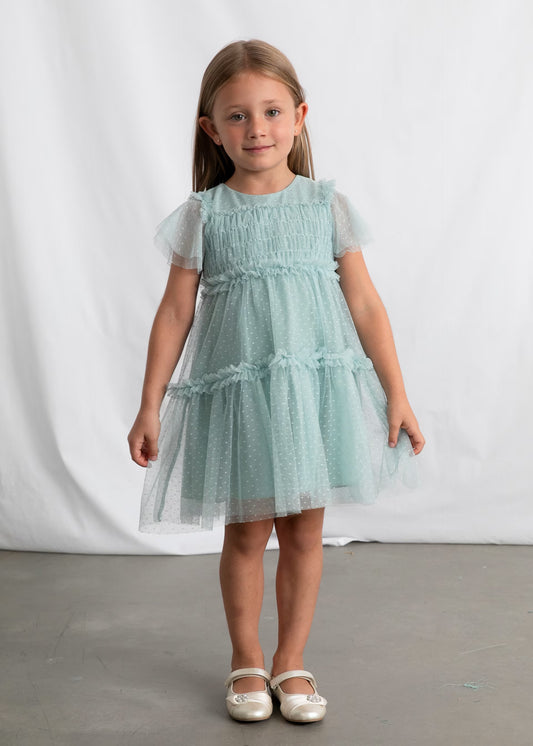 MAYORAL - TG - TULLE PLUMETI DRESS - LAKE