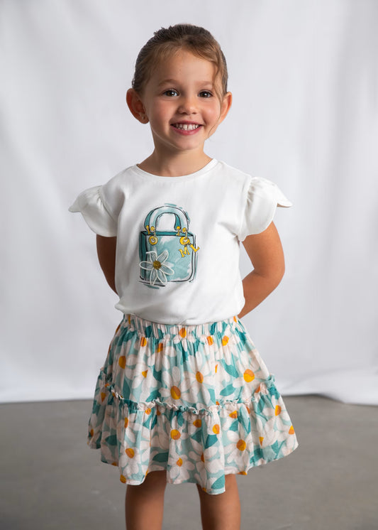 MAYORAL - TG - PRINTED DOBBY SKIRT - LAKE