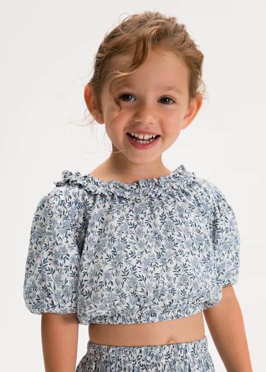 MAYORAL - TG - PRINTED DOBBY TOP - SKY BLUE