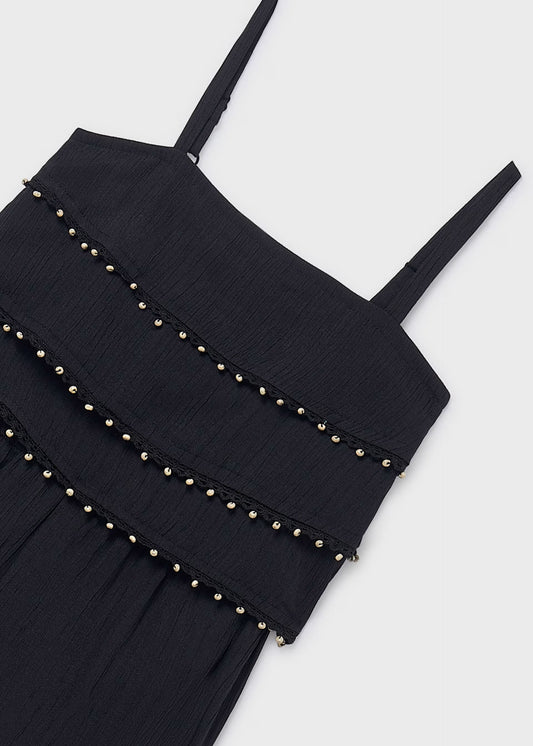 MAYORAL - BG - LONG JUMPSUIT WITH RUFFLES - BLACK
