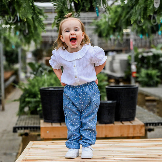 OH BABY! - BBY - SUNBURST HEART SIDE POCKET PANT - DENIM