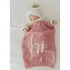 "Hi" Hand Knit Blanket - Pink