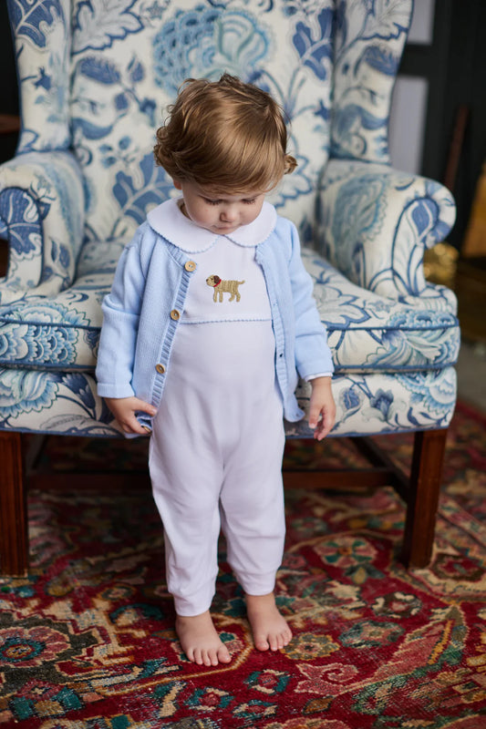 Little English - Blue Lab Crochet Playsuit