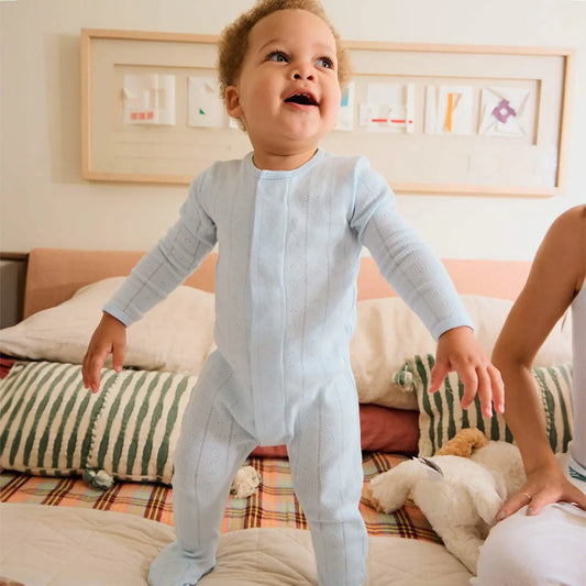 MAGNETIC ME - BBY - LOVE LINES POINTELLE FOOTIE - BABY BLUE