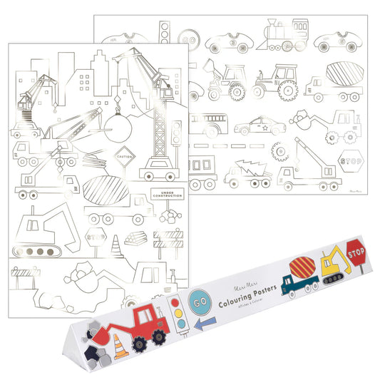 MERI MERI - T&B - CONSTRUCTION COLOURING POSTERS