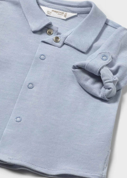 MAYORAL - BBY - KNIT SHIRT W/ COLLAR - BLUE