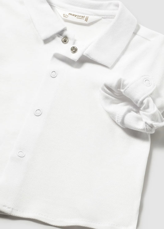MAYORAL - BBY - KNIT SHIRT W/ COLLAR - WHITE