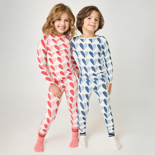 PINK CHIICKEN - BG - BAMBOO PJ SET - PINK HALF HEARTS
