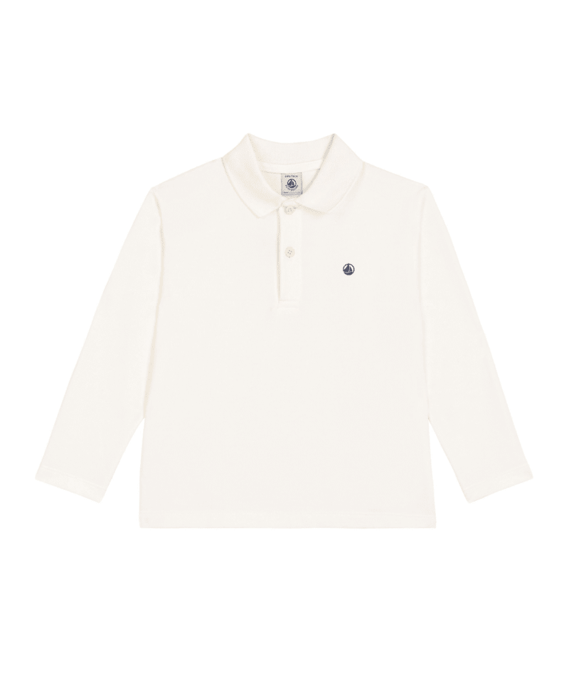 PETIT BATEAU - BB - BOY LS POLO - WHITE