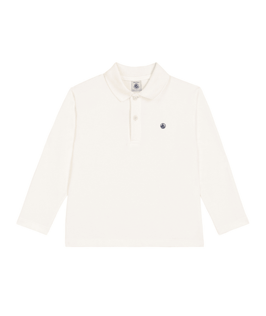 PETIT BATEAU - BB - BOY LS POLO - WHITE