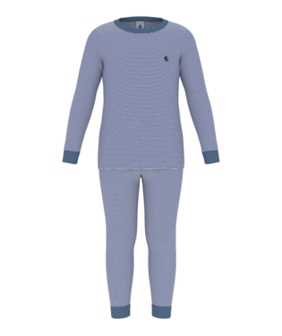 PETIT BATEAU - TB - BOY LOUNGEWEAR LS STRIPE TOP AND PANTS - BLUE WHITE