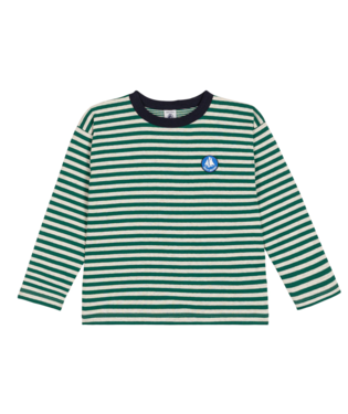 PETIT BATEAU - TB - BOY LS STRIPED T-SHIRT - GREEN OATMEAL