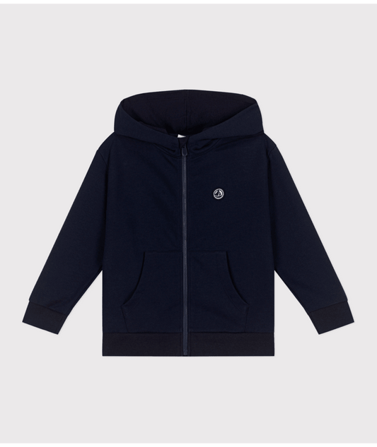PETIT BATEAU - TB - BOY ZIP UP HOODIE - NAVY