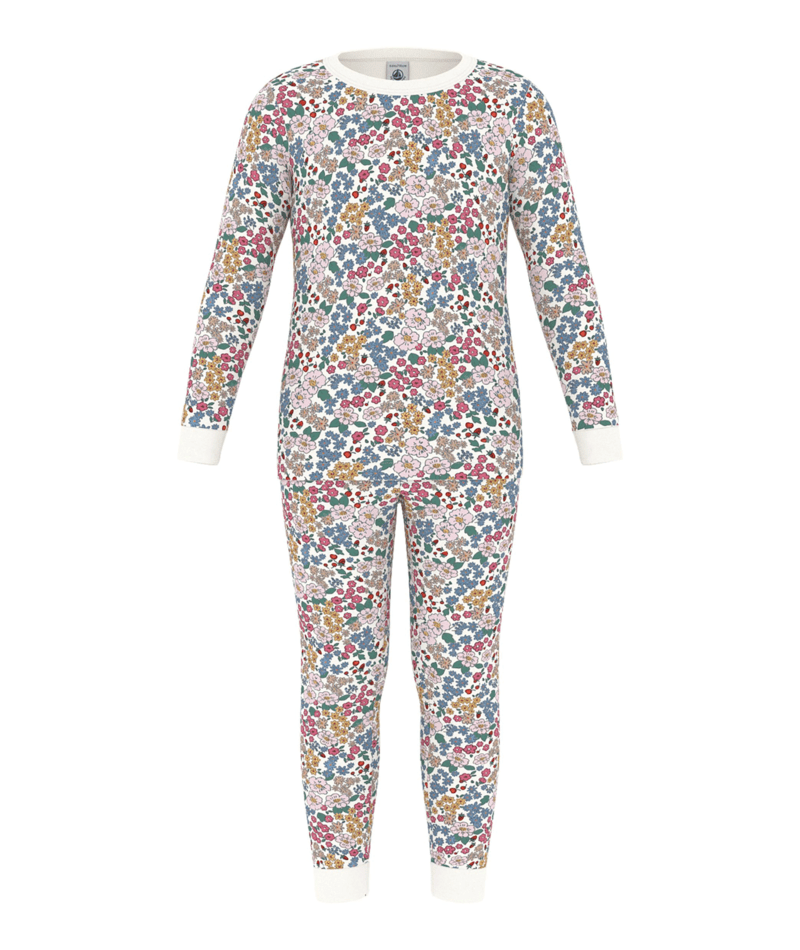 PETIT BATEAU - TG - GIRL LOUNGEWEAR LS PRINTED TOP AND PANTS - MULTI FLORAL