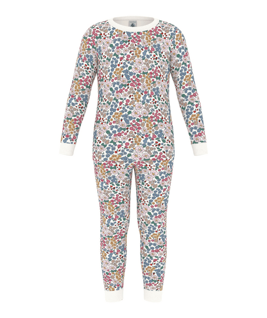 PETIT BATEAU - TG - GIRL LOUNGEWEAR LS PRINTED TOP AND PANTS - MULTI FLORAL