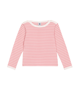 PETIT BATEAU - TG - GIRL LS STRIPE TOP - PINK WHITE