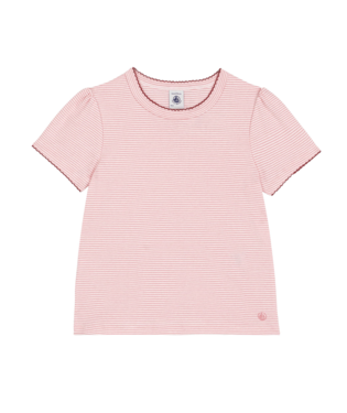 PETIT BATEAU - TG - GIRL SS STRIPE TEE - PINK WHITE
