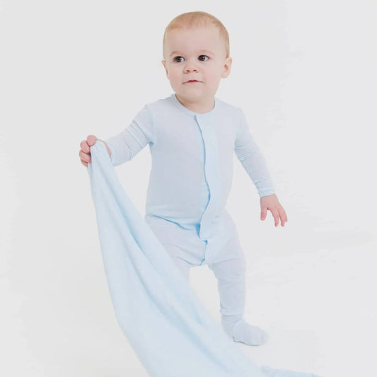 MAGNETIC ME - BBY - PIN DOT FOOTIE - BABY BLUE