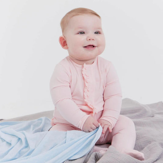 MAGNETIC ME - BBY - MODAL FOOTIE W/RUFFLE - PINK DOGWOOD
