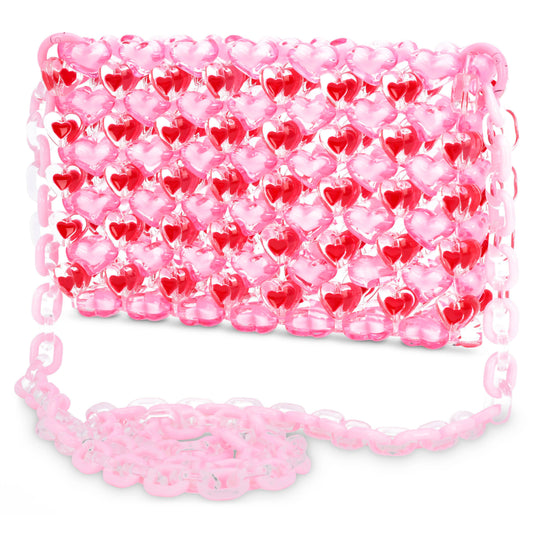 ISCREAM - ACC - PINK HEARTS BEADED CROSSBODY BAG