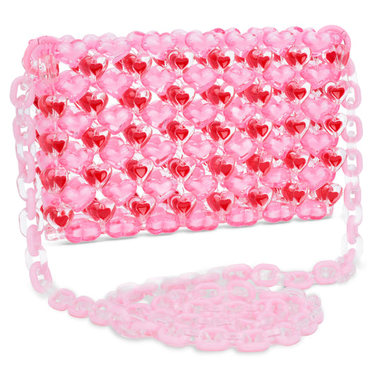 ISCREAM - ACC - PINK HEARTS BEADED CROSSBODY BAG